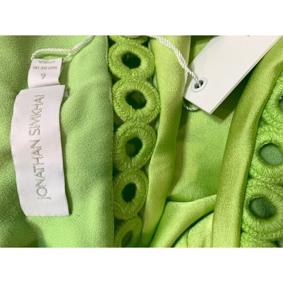 Johnathan Simkhai Sevilla Lime Green Crochet-Trim Midi Dress NWT SZ 6 - Picture 11 of 12
